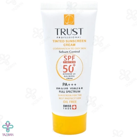 کرم ضد آفتاب SPF 50 پوست چرب و مختلط تراست - بژ روشن	