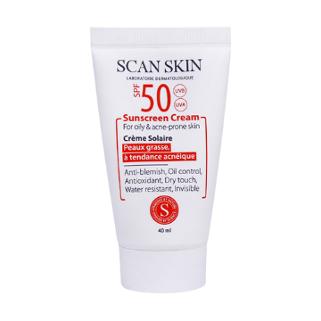 تصویر  کرم ضد آفتاب SPF50 پوست چرب اسکن اسکین – بی رنگ