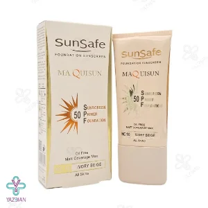 کرم ضد آفتاب SPF50 پودری و پرایمری سان سیف - بژ عاجی	