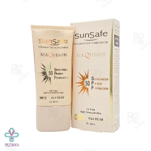 کرم ضد آفتاب SPF50 پودری و پرایمری سان سیف - بژ ابریشمی