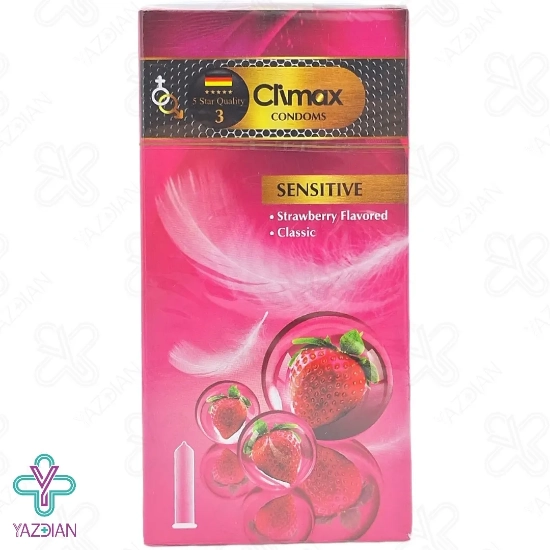 کاندوم حساس و نازک کلایمکس با اسانس توت فرنگی - 12 عددی	