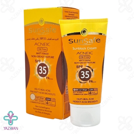 کرم ضد آفتاب SPF 35 فاقد چربی سان سیف - بژ روشن	