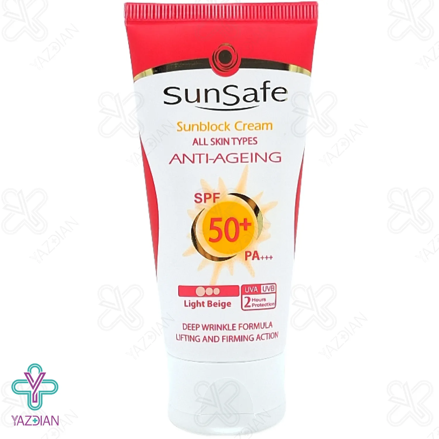 کرم ضد آفتاب و ضد چروک SPF 50 سان سیف - بژ روشن	