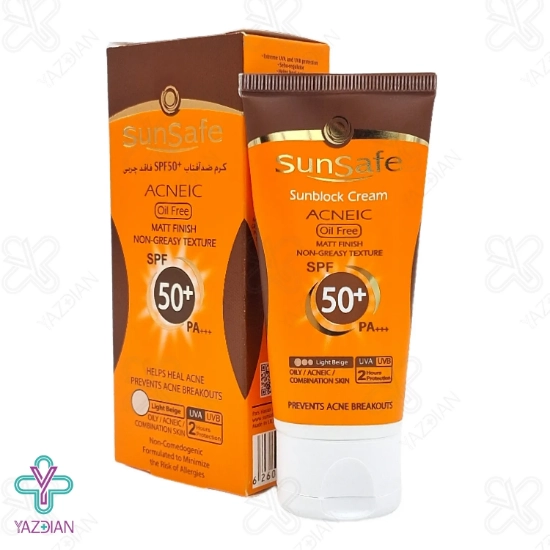 کرم ضد آفتاب SPF 50 فاقد چربی سان سیف - بژ روشن	