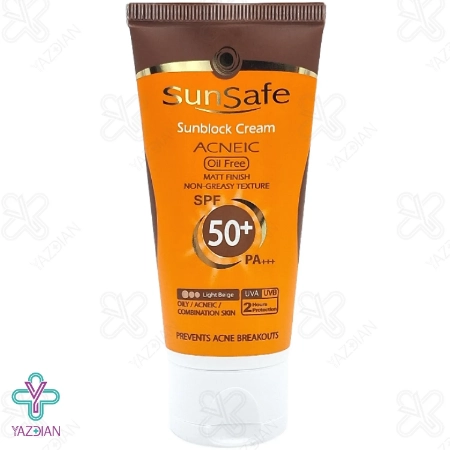 کرم ضد آفتاب SPF 50 فاقد چربی سان سیف - بژ روشن	