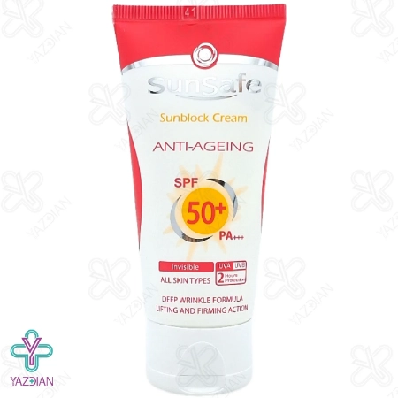 کرم ضد آفتاب و ضد چروک SPF 50 سان سیف - بی رنگ	
