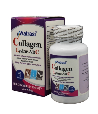 تصویر  قرص کلاژن، لیزین و ویتامین ث ماتراسی - 30 عددی