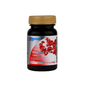 قرص زیر زبانی ب12 1000 میکروگرم لایف پلن - 30 عددی