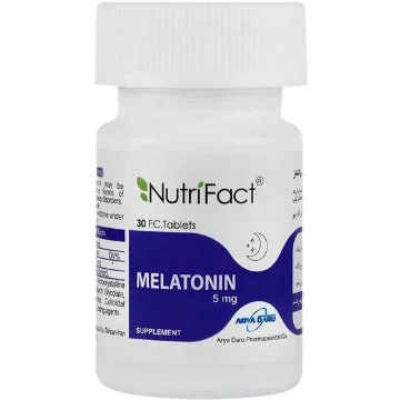 تصویر  قرص آرامبخش ملاتونین 5 میلی گرم نوتری فکت آریا دارو - 30 عددی