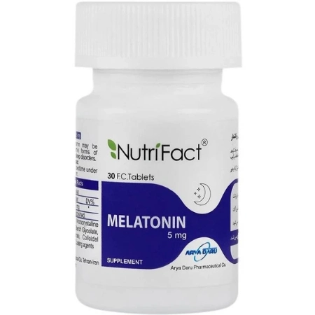 تصویر  قرص آرامبخش ملاتونین 5 میلی گرم نوتری فکت آریا دارو - 30 عددی