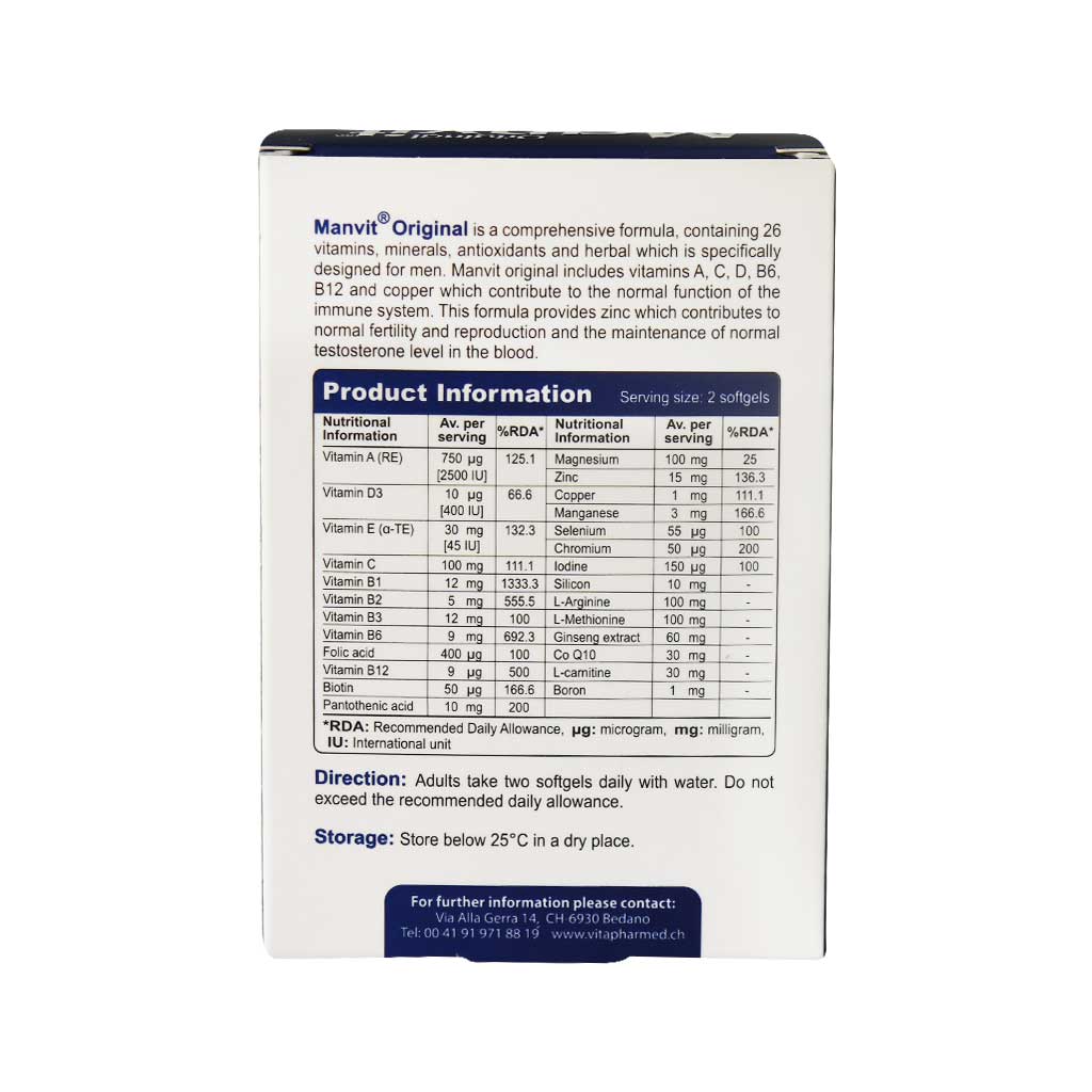 تصویر  کپسول مولتی ویتامین آقایان من ویت اورجینال ویواتیون - 30 عددی