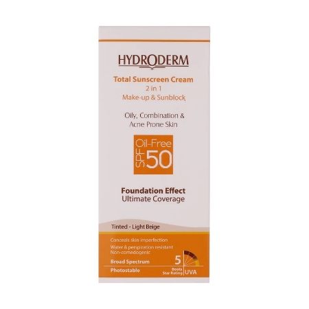 تصویر  کرم ضد آفتاب SPF 50 فاقد چربی هیدرودرم - بژ روشن