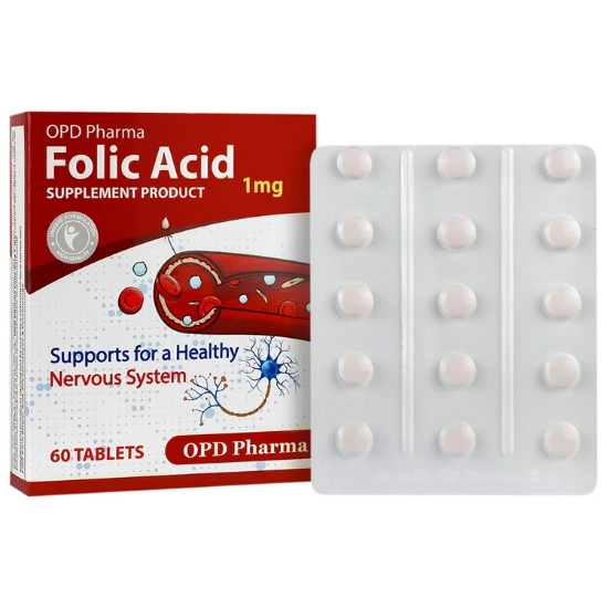تصویر  قرص فولیک اسید 1 میلی گرم او پی دی فارما - 60 عددی