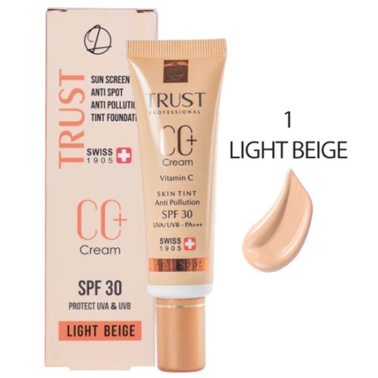 تصویر  سی سی کرم پلاس SPF30 ضد آفتاب ضد لک روشن کننده انواع پوست تراست - بژ روشن