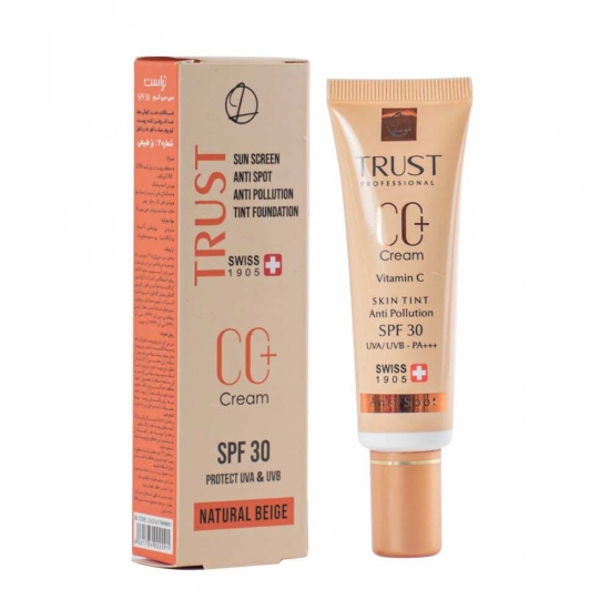 تصویر  سی سی کرم پلاس SPF30 ضد آفتاب ضد لک روشن کننده انواع پوست تراست - بژ روشن