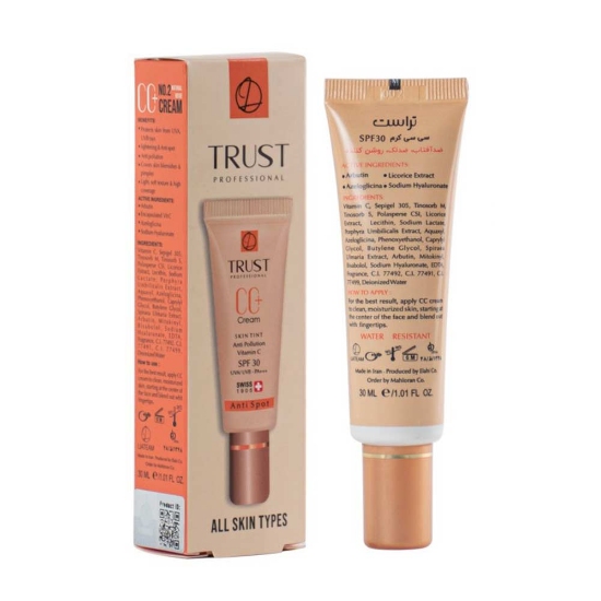 تصویر  سی سی کرم پلاس SPF30 ضد آفتاب ضد لک روشن کننده انواع پوست تراست - بژ روشن