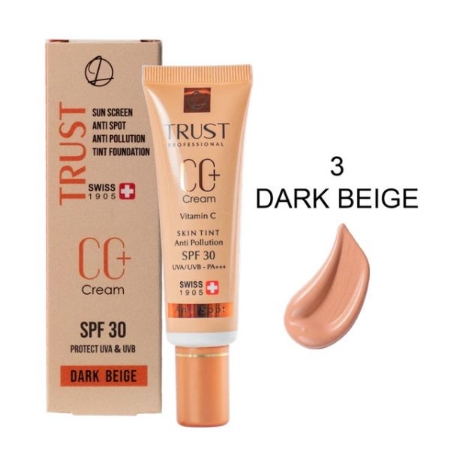 تصویر  سی سی کرم پلاس SPF30 ضد آفتاب ضد لک روشن کننده انواع پوست تراست - بژ تیره