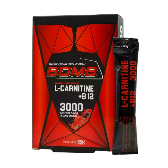 تصویر  ساشه محلول خوراکی ال کارنیتین 3000 ویتامین ب12 بی اس کی - 10 عددی