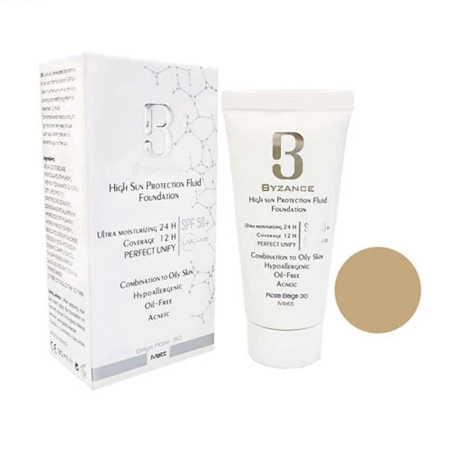 تصویر  کرم ضد آفتاب بیزانس  +50 SPF فاقد چربی شماره 30 - رز بژ