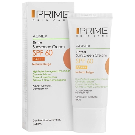 تصویر  کرم ضد آفتاب SPF60 فاقد چربی پوست مختلط تا چرب پرایم - بژ طبیعی