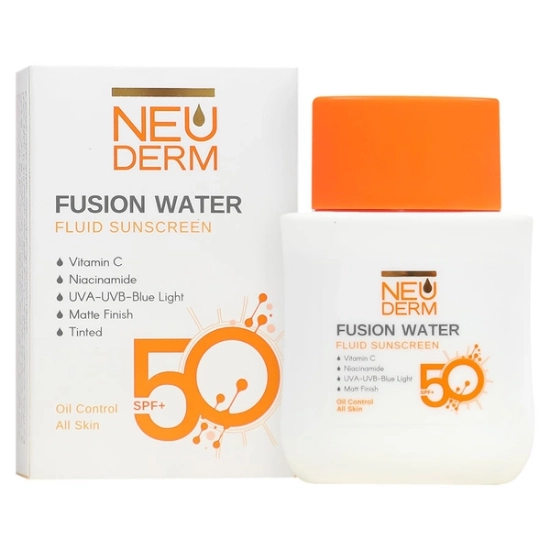 تصویر  فلوئید ضد آفتاب SPF50 فیوژن واتر انواع پوست نئودرم - رنگی طبیعی