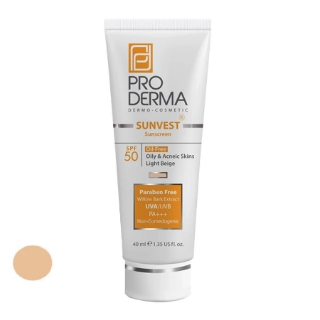 تصویر  کرم ضد آفتاب و روشن کننده SPF50 پرودرما-بژ روشن