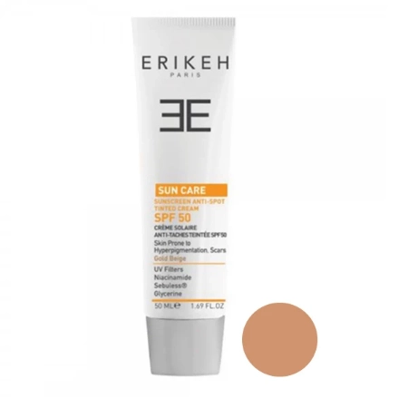 تصویر  کرم ضد آفتاب و ضد لک SPF50  فاقد چربی اریکه - بژ طلایی